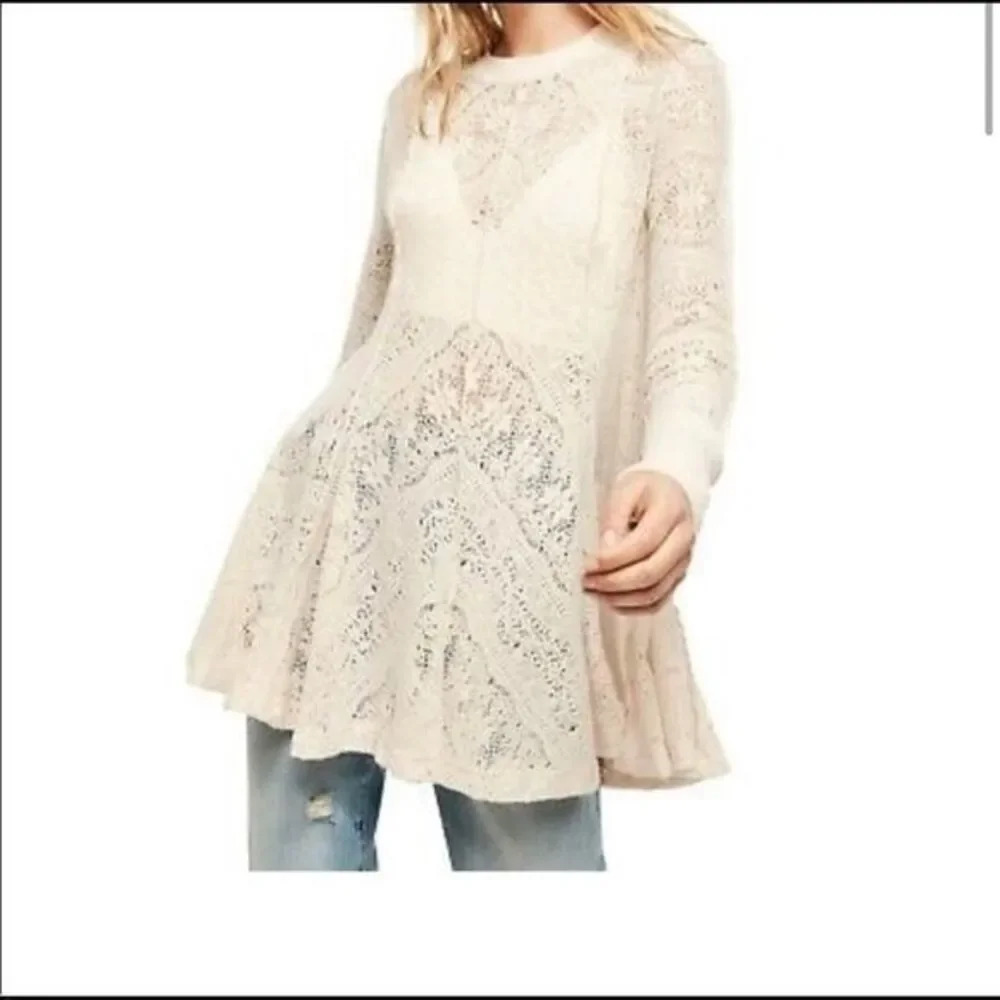 Free people Ivory Coffee Chamoix tunic